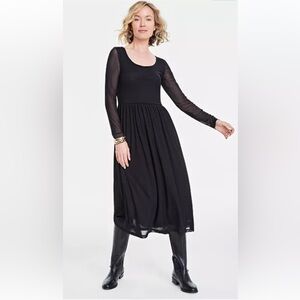 New On + 34th Elegant Black Long Sheer Sleeve Dress Size S